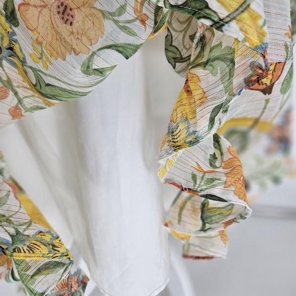 Donna Morgan Yellow Chiffon Dress Womens 12 Garden Party CottageCore Spring Vibe - Picture 5 of 13